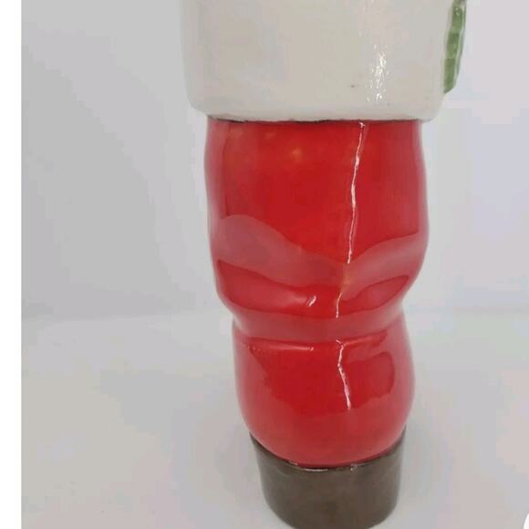 Vintage Santa's Boot Christmas Vase Planter 9" Red Hand Painted Ceramic Mold - Picture 4 of 6